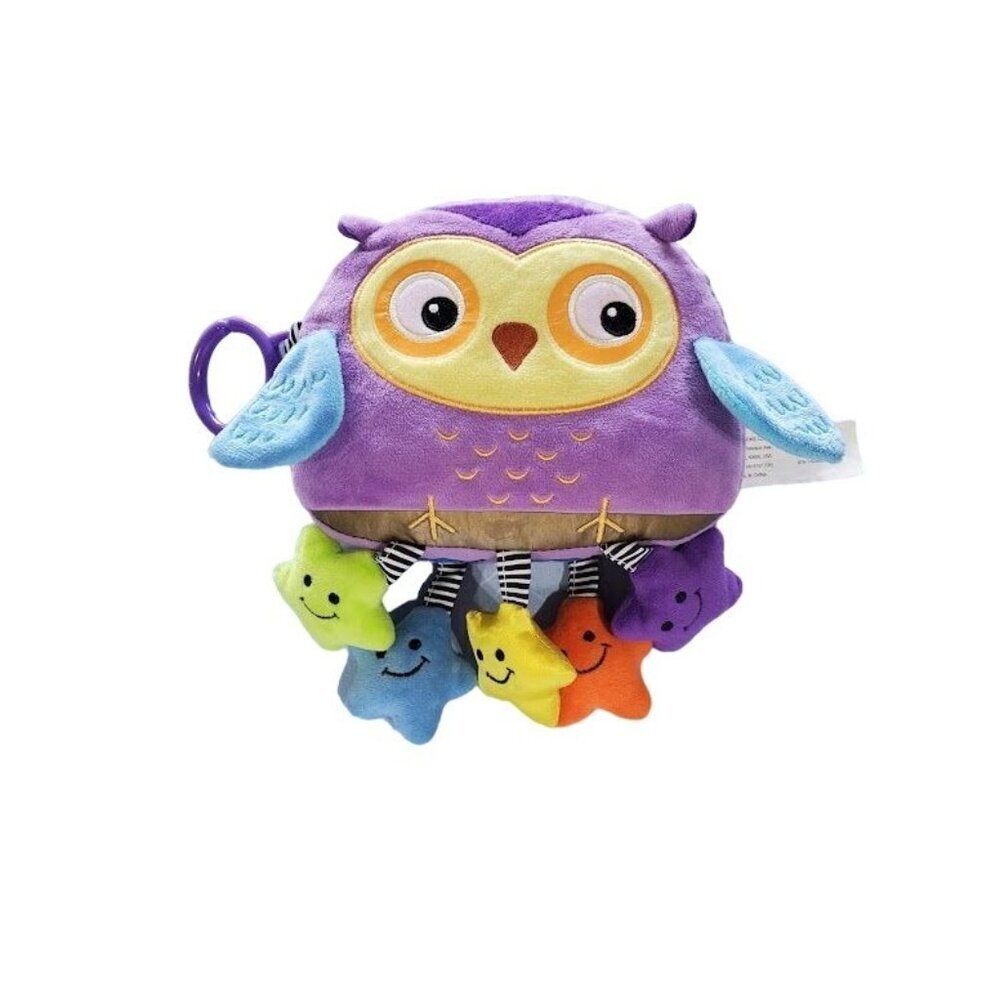 Kidsbooks Plush Owl Baby Toy With Colorful Stars & Teether Ring